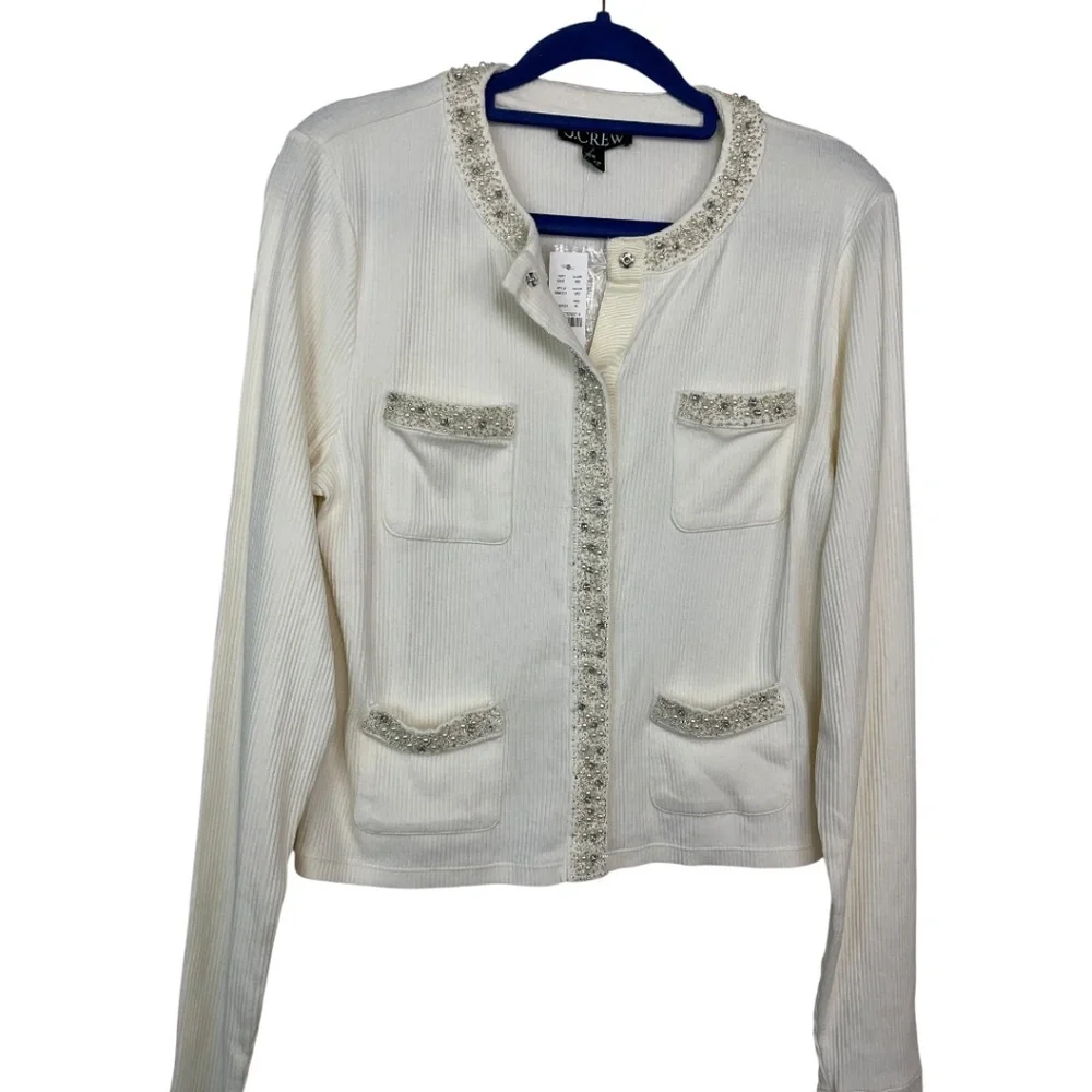 J. Crew Vintage Rib Lady‎ Jacket with Jewel Trim NWT